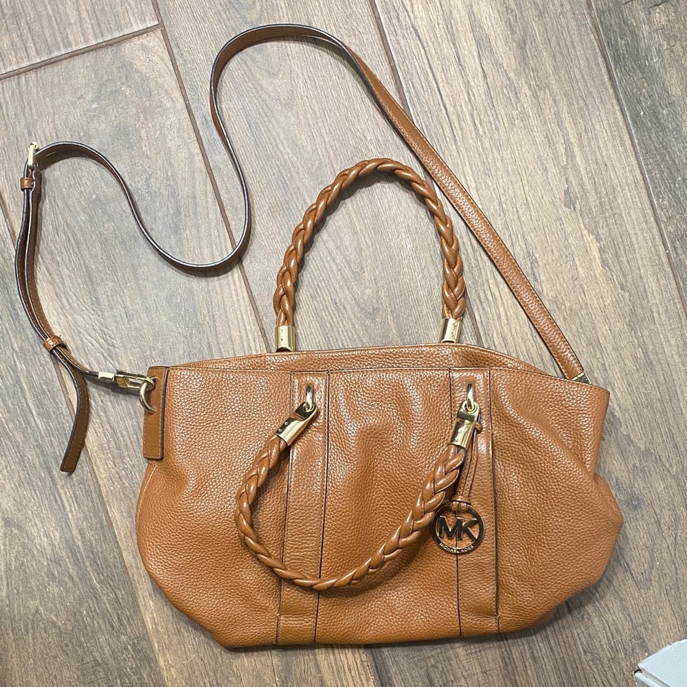 Michael Kors Tan Leather Shoulder Bag with Gold Accents